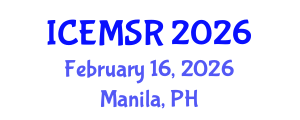 International Conference on Environmental Monitoring, Simulation and Remediation (ICEMSR) February 16, 2026 - Manila, Philippines International Conference on Environmental Monitoring, Simulation and Remediation (ICEMSR) February 16, 2026 - Manila, Philippines