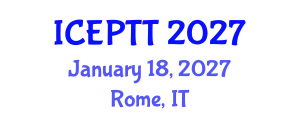 International Conference on Environmental Pollution and Treatment Technology (ICEPTT) January 18, 2027 - Rome, Italy International Conference on Environmental Pollution and Treatment Technology (ICEPTT) January 18, 2027 - Rome, Italy