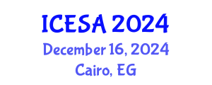International Conference on Environmental Science and Applications (ICESA) December 16, 2024 - Cairo, Egypt