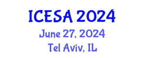 International Conference on Environmental Science and Applications (ICESA) June 27, 2024 - Tel Aviv, Israel