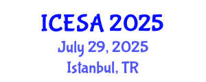 International Conference on Environmental Science and Applications (ICESA) July 29, 2025 - Istanbul, Turkey