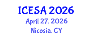International Conference on Environmental Science and Applications (ICESA) April 27, 2026 - Nicosia, Cyprus International Conference on Environmental Science and Applications (ICESA) April 27, 2026 - Nicosia, Cyprus