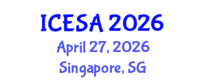 International Conference on Environmental Science and Applications (ICESA) April 27, 2026 - Singapore, Singapore International Conference on Environmental Science and Applications (ICESA) April 27, 2026 - Singapore, Singapore