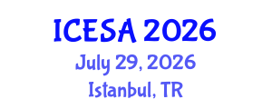 International Conference on Environmental Science and Applications (ICESA) July 29, 2026 - Istanbul, Turkey