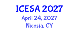 International Conference on Environmental Science and Applications (ICESA) April 24, 2027 - Nicosia, Cyprus International Conference on Environmental Science and Applications (ICESA) April 24, 2027 - Nicosia, Cyprus