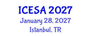 International Conference on Environmental Science and Applications (ICESA) January 28, 2027 - Istanbul, Turkey International Conference on Environmental Science and Applications (ICESA) January 28, 2027 - Istanbul, Turkey