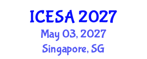 International Conference on Environmental Science and Applications (ICESA) May 03, 2027 - Singapore, Singapore International Conference on Environmental Science and Applications (ICESA) May 03, 2027 - Singapore, Singapore