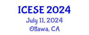 International Conference on Environmental Science and Engineering (ICESE) July 11, 2024 - Ottawa, Canada
