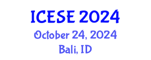 International Conference on Environmental Science and Engineering (ICESE) October 24, 2024 - Bali, Indonesia