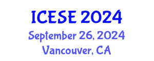 International Conference on Environmental Science and Engineering (ICESE) September 26, 2024 - Vancouver, Canada