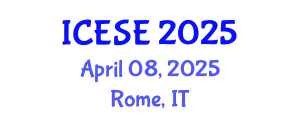International Conference on Environmental Science and Engineering (ICESE) April 08, 2025 - Rome, Italy