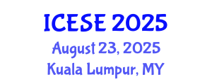 International Conference on Environmental Science and Engineering (ICESE) August 23, 2025 - Kuala Lumpur, Malaysia