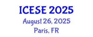 International Conference on Environmental Science and Engineering (ICESE) August 26, 2025 - Paris, France