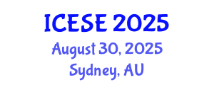 International Conference on Environmental Science and Engineering (ICESE) August 30, 2025 - Sydney, Australia