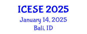 International Conference on Environmental Science and Engineering (ICESE) January 14, 2025 - Bali, Indonesia