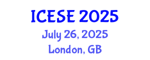 International Conference on Environmental Science and Engineering (ICESE) July 26, 2025 - London, United Kingdom