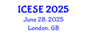 International Conference on Environmental Science and Engineering (ICESE) June 28, 2025 - London, United Kingdom