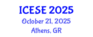 International Conference on Environmental Science and Engineering (ICESE) October 21, 2025 - Athens, Greece