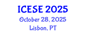 International Conference on Environmental Science and Engineering (ICESE) October 28, 2025 - Lisbon, Portugal