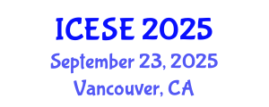 International Conference on Environmental Science and Engineering (ICESE) September 23, 2025 - Vancouver, Canada