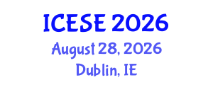 International Conference on Environmental Science and Engineering (ICESE) August 28, 2026 - Dublin, Ireland International Conference on Environmental Science and Engineering (ICESE) August 28, 2026 - Dublin, Ireland