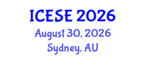 International Conference on Environmental Science and Engineering (ICESE) August 30, 2026 - Sydney, Australia