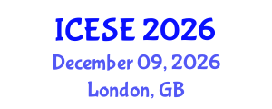 International Conference on Environmental Science and Engineering (ICESE) December 09, 2026 - London, United Kingdom International Conference on Environmental Science and Engineering (ICESE) December 09, 2026 - London, United Kingdom
