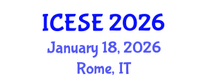 International Conference on Environmental Science and Engineering (ICESE) January 18, 2026 - Rome, Italy