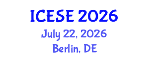 International Conference on Environmental Science and Engineering (ICESE) July 22, 2026 - Berlin, Germany