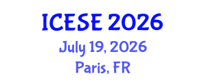 International Conference on Environmental Science and Engineering (ICESE) July 19, 2026 - Paris, France