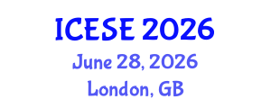 International Conference on Environmental Science and Engineering (ICESE) June 28, 2026 - London, United Kingdom