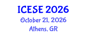 International Conference on Environmental Science and Engineering (ICESE) October 21, 2026 - Athens, Greece