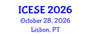 International Conference on Environmental Science and Engineering (ICESE) October 28, 2026 - Lisbon, Portugal