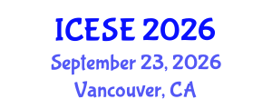 International Conference on Environmental Science and Engineering (ICESE) September 23, 2026 - Vancouver, Canada