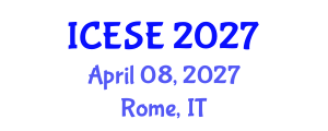 International Conference on Environmental Science and Engineering (ICESE) April 08, 2027 - Rome, Italy International Conference on Environmental Science and Engineering (ICESE) April 08, 2027 - Rome, Italy