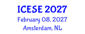 International Conference on Environmental Science and Engineering (ICESE) February 08, 2027 - Amsterdam, Netherlands International Conference on Environmental Science and Engineering (ICESE) February 08, 2027 - Amsterdam, Netherlands