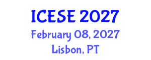 International Conference on Environmental Science and Engineering (ICESE) February 08, 2027 - Lisbon, Portugal International Conference on Environmental Science and Engineering (ICESE) February 08, 2027 - Lisbon, Portugal