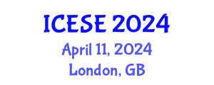 International Conference on Environmental Sciences and Engineering (ICESE) April 11, 2024 - London, United Kingdom