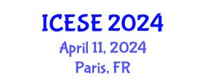 International Conference on Environmental Sciences and Engineering (ICESE) April 11, 2024 - Paris, France