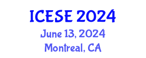 International Conference on Environmental Sciences and Engineering (ICESE) June 13, 2024 - Montreal, Canada