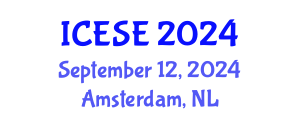 International Conference on Environmental Sciences and Engineering (ICESE) September 12, 2024 - Amsterdam, Netherlands