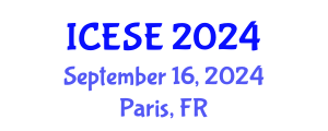 International Conference on Environmental Sciences and Engineering (ICESE) September 16, 2024 - Paris, France