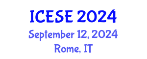 International Conference on Environmental Sciences and Engineering (ICESE) September 12, 2024 - Rome, Italy
