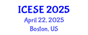 International Conference on Environmental Sciences and Engineering (ICESE) April 22, 2025 - Boston, United States