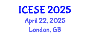 International Conference on Environmental Sciences and Engineering (ICESE) April 10, 2025 - London, United Kingdom