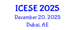 International Conference on Environmental Sciences and Engineering (ICESE) December 20, 2025 - Dubai, United Arab Emirates