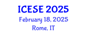 International Conference on Environmental Sciences and Engineering (ICESE) February 18, 2025 - Rome, Italy