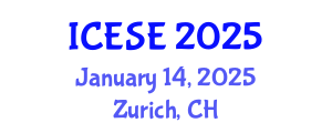 International Conference on Environmental Sciences and Engineering (ICESE) January 14, 2025 - Zurich, Switzerland