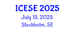 International Conference on Environmental Sciences and Engineering (ICESE) July 15, 2025 - Stockholm, Sweden