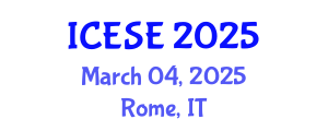 International Conference on Environmental Sciences and Engineering (ICESE) March 04, 2025 - Rome, Italy